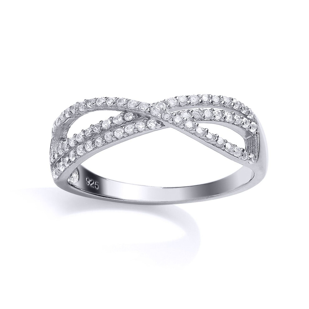 Jewelco London (P) Ladies Sterling Cubic Zirconia Double Crossover Eternity Ring - Gvr701 Silver