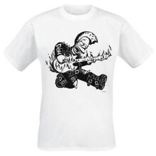 (S, White) The Simpsons Unisex Adult Homer Simpson Guitar T-Shirt