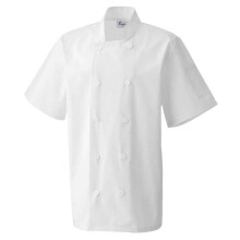 (4XL, White) Premier Mens Short-Sleeved Chef Jacket
