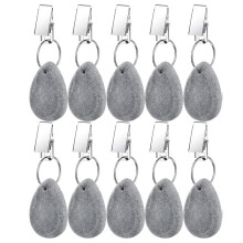 10-Piece Set of Light Gray Marble Tablecloth Weights with Teardrop Pendants and Stainless Steel Clip for Outdoor Picnics