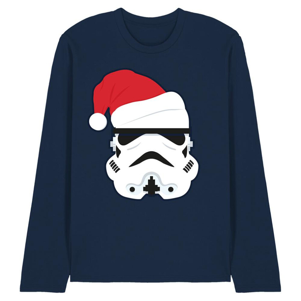 Star Wars (Xxl, Navy) Unisex Adult Stormtrooper Santa Hat Long-Sleeved Christmas T-Shirt Blue,Multicoloured