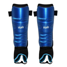 (M, Royal Blue/Black/Aqua Blue) Uwin Childrens/Kids Hockey Shin Guards