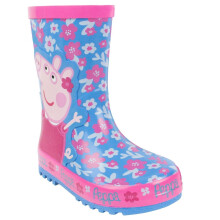 (6 UK Child, Blue/Pink) Peppa Pig Girls Flower Wellington Boots