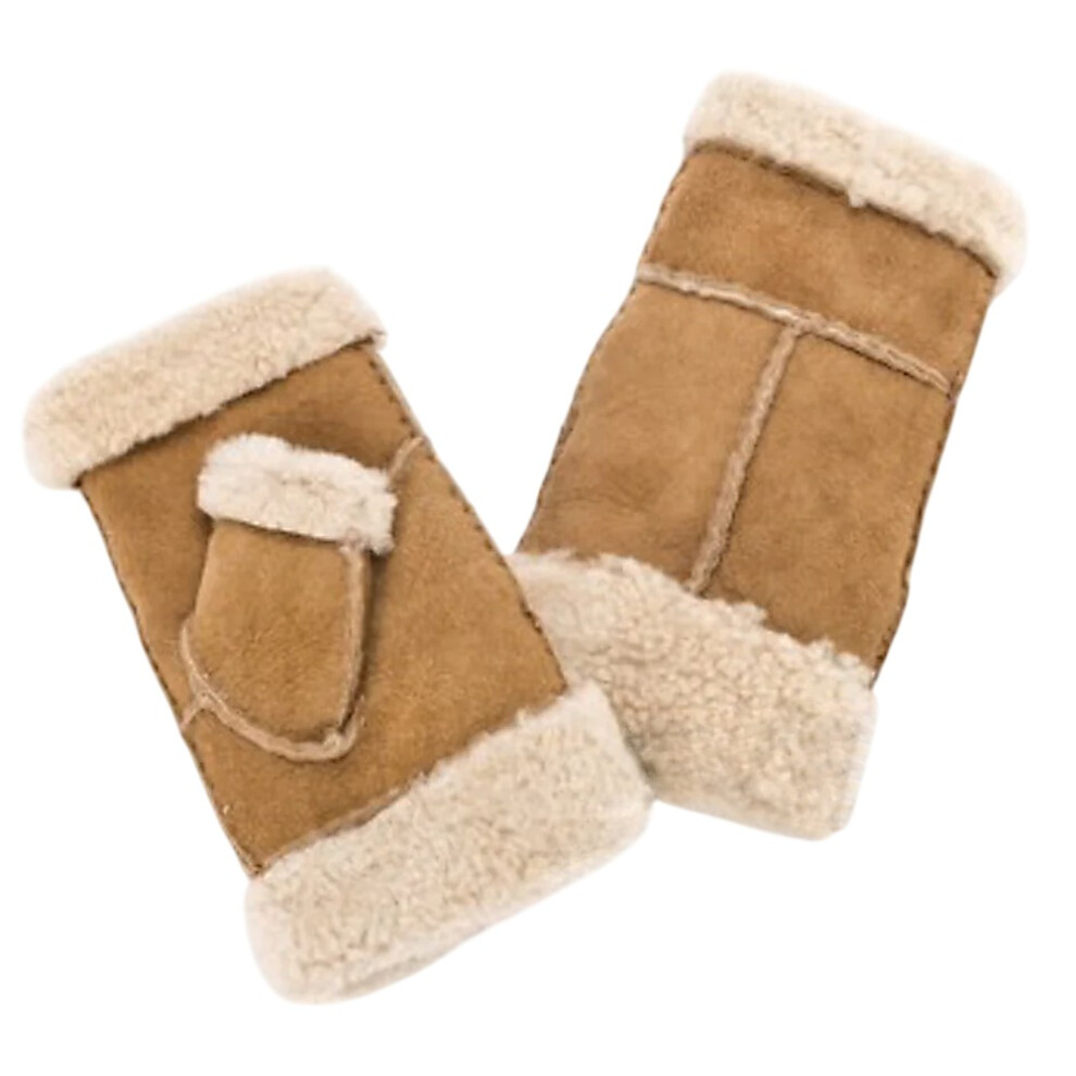Eastern Counties Leather (M, Tan) Womens/Ladies Glitten Sheepskin Mittens