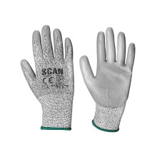 (Size 8 Medium, Multi Colour) Scan Grey Pu Coated Cut 3 Gloves