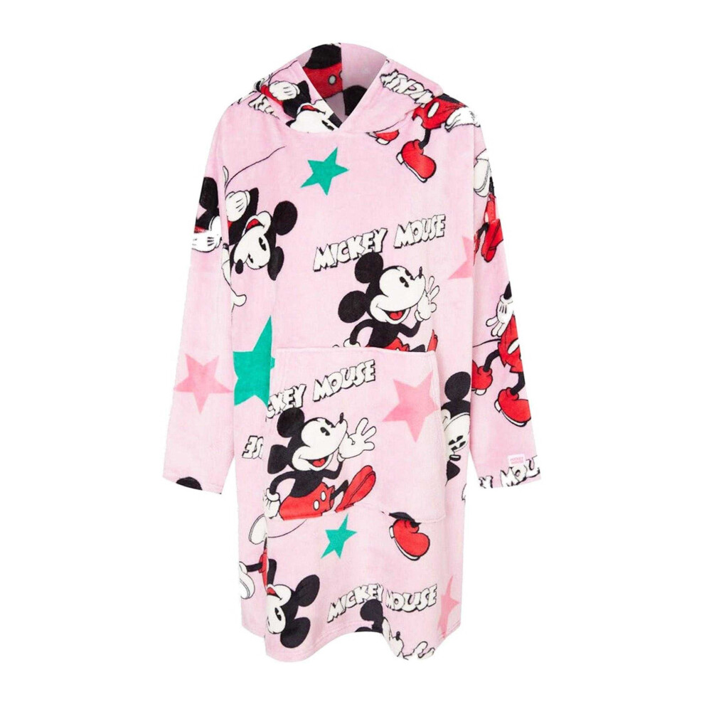 Disney (M, Pink) Womens/Ladies Mickey Mouse Soft Sherpa Lined Oversized Blanket Hoodie