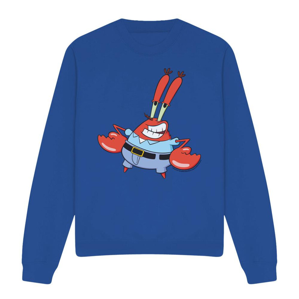 Spongebob Squarepants (L, Royal ) Unisex Adult Mr Krabby Sweatshirt Blue