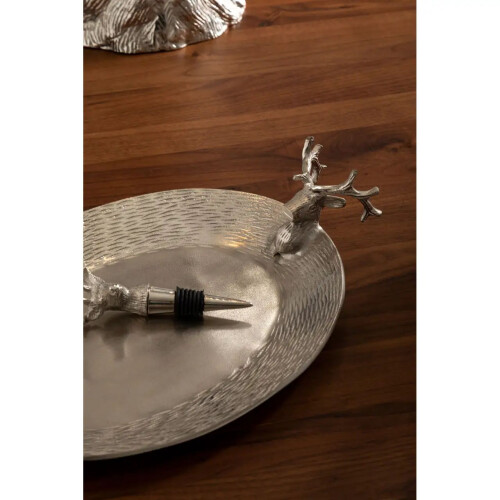 Premier Housewares 25Cm Dia Stag Serving Tray Nickel Finish 2