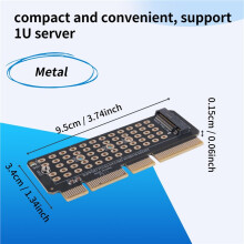 M.2 NVME to PCI-E 4.0 Adapter Card M.2 M-KEY Slot Supports 1U Server