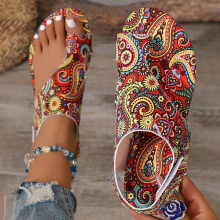 (flowers, 40) Bedruckte flache Sandalen im römischen Boho-Stil für Damen