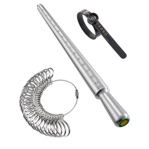 Ring Sizer Measuring Tool Set with Magnifying Glass, Integrated Conical Solid Ring Mandrel Sizer Tools for Ring Repair 1