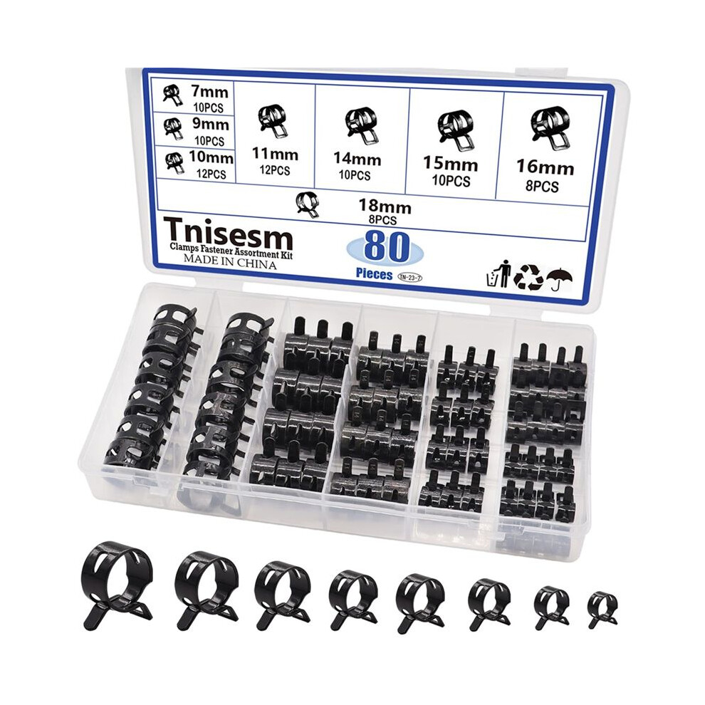 80Pcs Spring Band Hose Clamps Assortment Kits Silicone Vacuum Hose Pipe Clamp 7Mm 9Mm 10Mm 11Mm 14Mm 15Mm 16Mm 18Mm 6032318640412