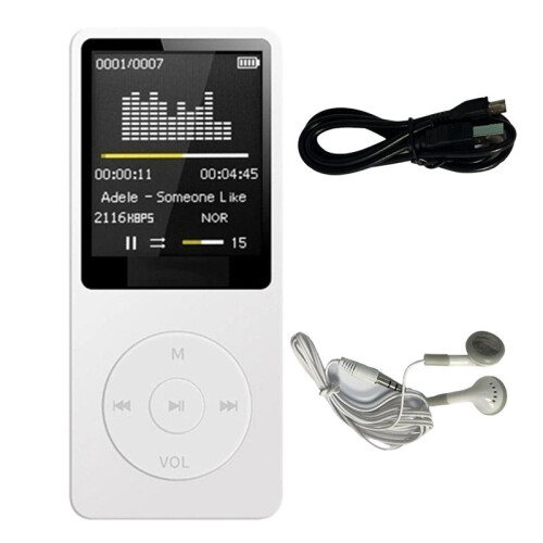 MP3 Player USB Charging Record Digital Display Screen Media Portable Running Walking Music  White
