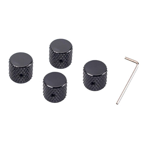 Svart 4-Pack Volymkontrollknapp Tonknapp Flat Kontrollratt Gitarrkontrollratt Gitarrpedalknapp