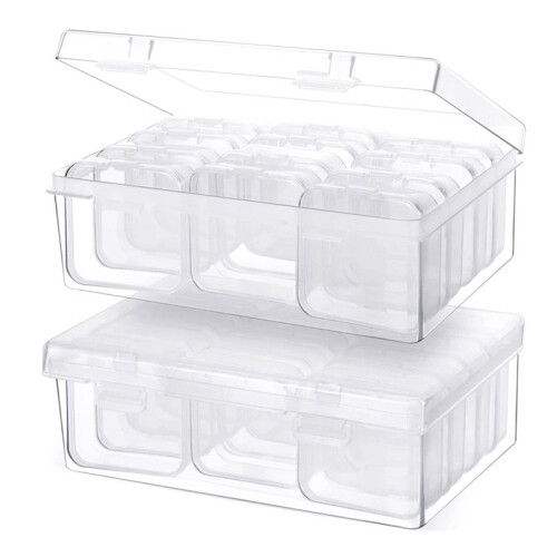 24Pc Small Bead Organizer Plastic Storage Containers Clear Storage Case  Containers with 2Pc Hinged Lid  Cases