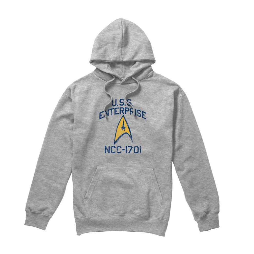 Star Trek (L, Sport Heather) Mens Collegiate Arch Hoodie Multicoloured