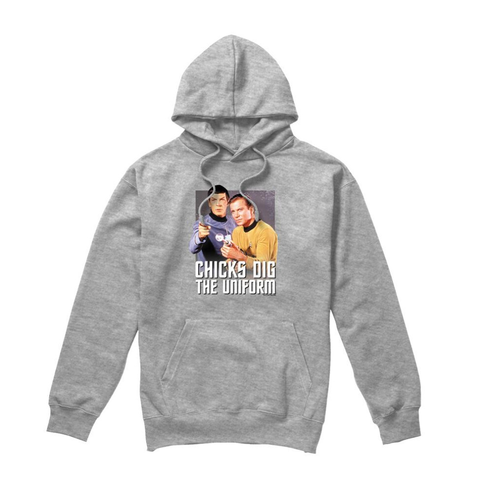 Star Trek (L, Sport Heather) Mens Chicks Dig Hoodie Multicoloured