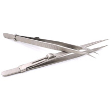 Pinças de Precisão 2 Peças, Ferramentas para Fazer Modelos de Hobby, Pinças de Aço Inoxidável com Ponta Plana, Curvas e Retas Atualizadas