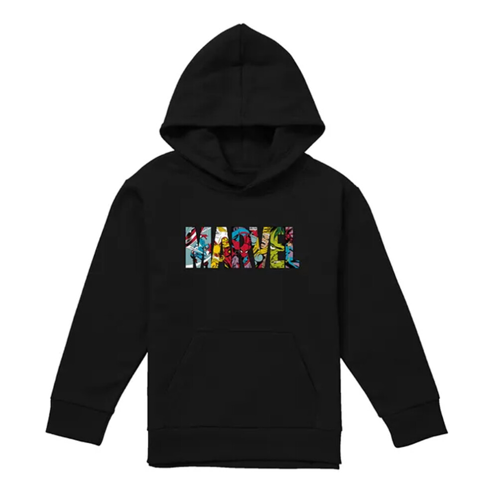 Marvel (7-8 Years, ) Childrens/Kids Characters Logo Hoodie Black