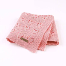 (Pink)Couvertures bébé tricot toutes saisons coton emmaillotage bambin confort léger confortable