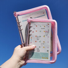 (Pink, A6) A6 6ring A5 Binder Notebook Transparent Photocard Kpop Photo Korean Album Card
