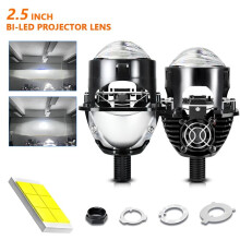Lente de Projetor Bi Led de 2,5 Polegadas para H4 H7 9005 9006 Lentes LED Lâmpadas de Farol de Carro 8000LM 6000K Branco com Feixe Hi/Lo LHD