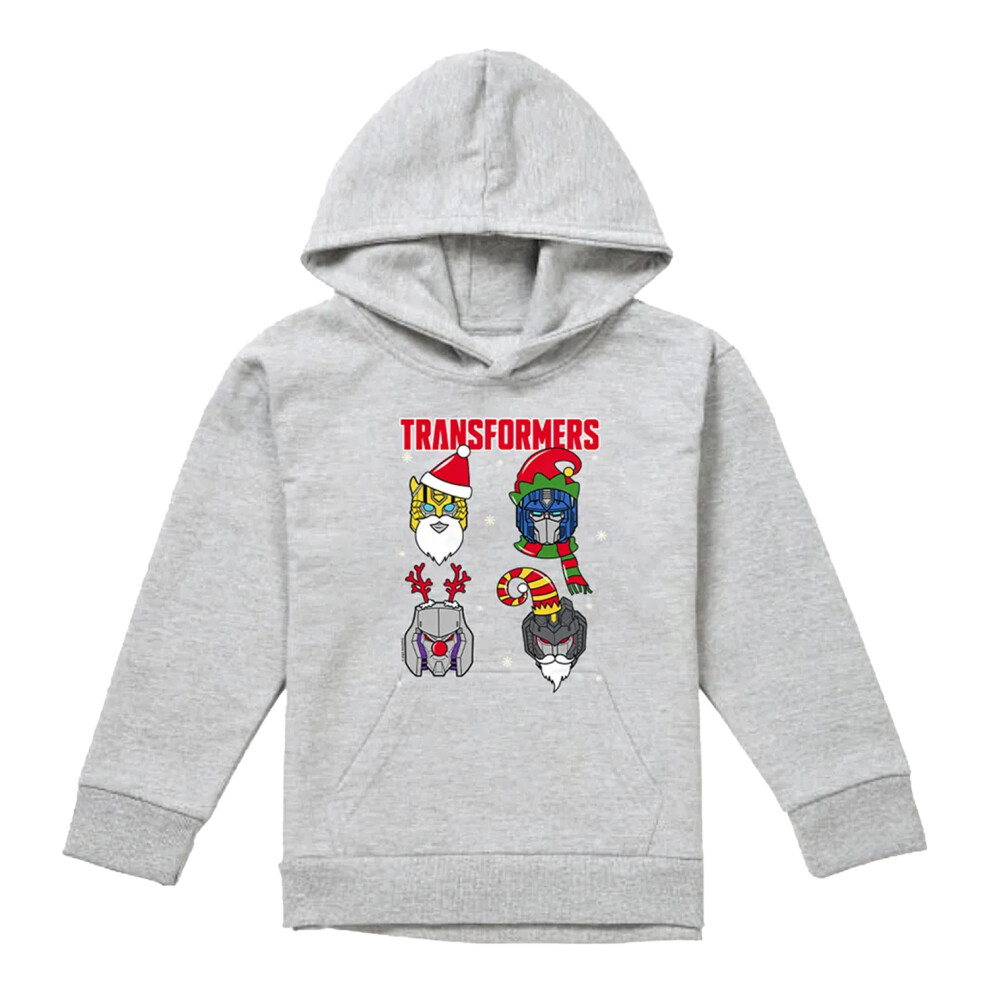Transformers (7-8 Years, Athletic Heather) Childrens/Kids Robot Santa Hoodie