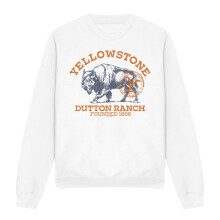 (L, White) Yellowstone Unisex Adult Dutton Ranch Buffalo Sweatshirt