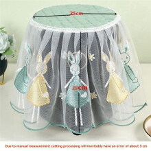 2pcs Oil-Proof Air Fryer Dust Cover Cartoon Lace Fabric 25x25x25cm Green-Rabbit