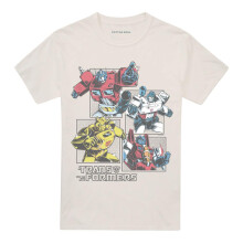 (4XL, Natural) Transformers Unisex Adult Generations Comic Grid T-Shirt