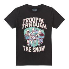 (S, Black) Star Wars Unisex Adult Troopin' Through The Snow Stormtrooper T-Shirt
