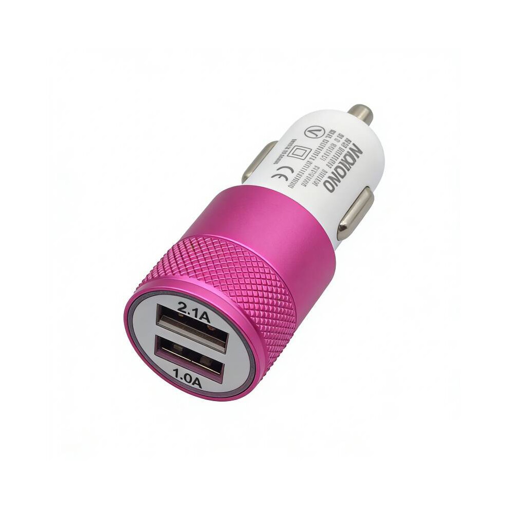 (Pink) Car Dual Charger Usb Aluminum Alloy Fast Charging Vehicles Multidevice Adapter Pink 692203499011