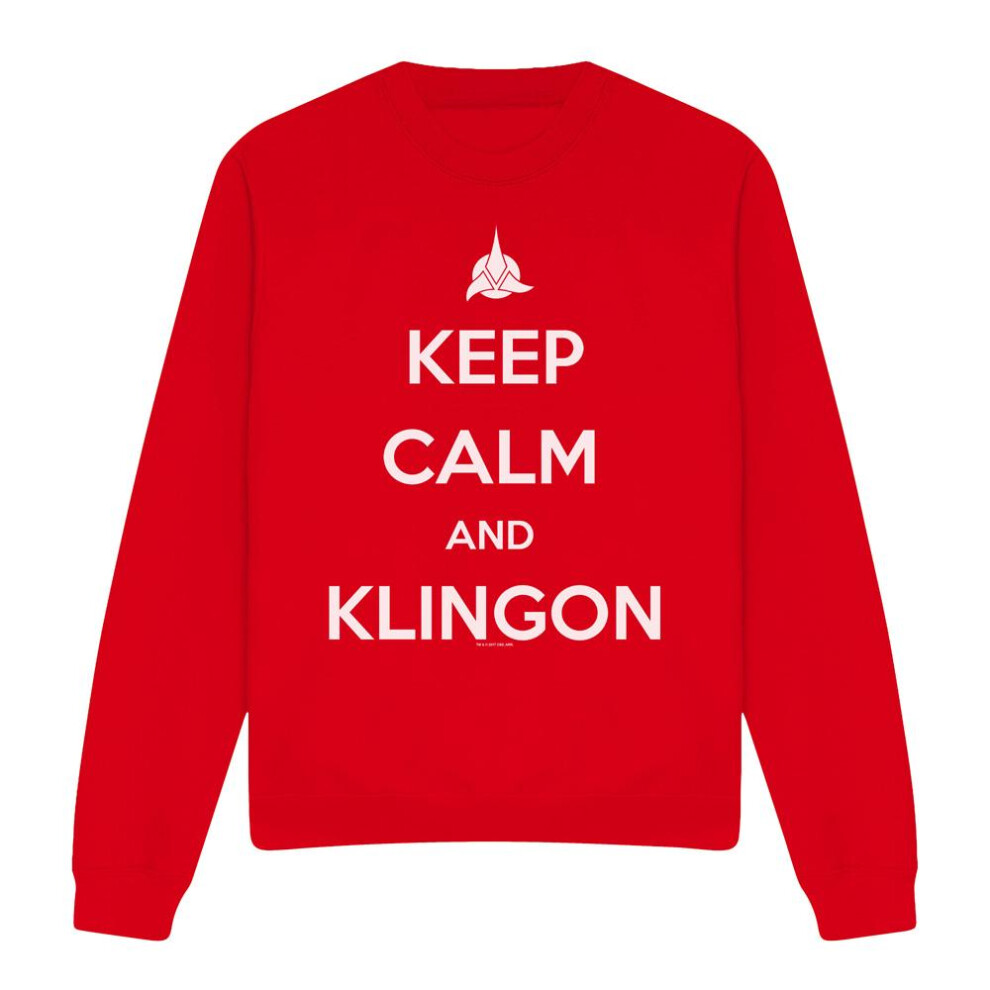 Star Trek (M, ) Unisex Adult Calm Klingon Sweatshirt Red