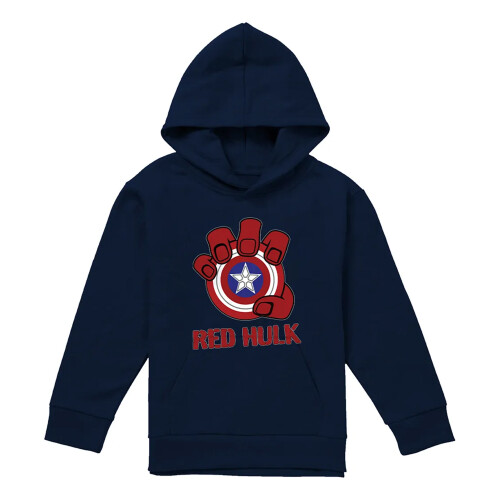 Captain America (5-6 Years, Navy) Captain America Childrens/Kids Red Hulk Shield Pull Over Hoodie