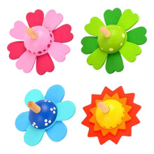 Children'S Top Toy, Wooden Painted Flower  Top
