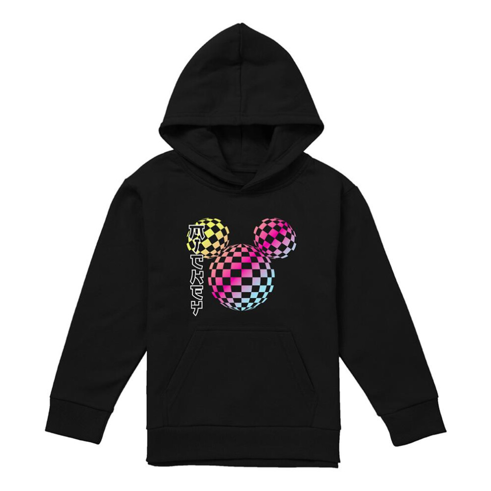 Disney (12-13 Years, Black) Childrens/Kids Mickey Mouse Checkerboard Gradient Head Hoodie