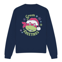 (L, Navy) Teenage Mutant Ninja Turtles Unisex Adult Green Greetings For Christmas Sweatshirt