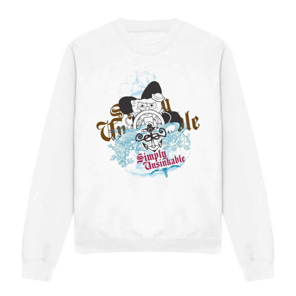 Spongebob Squarepants (Xl, ) Unisex Adult Simply Unsinkable Sweatshirt White