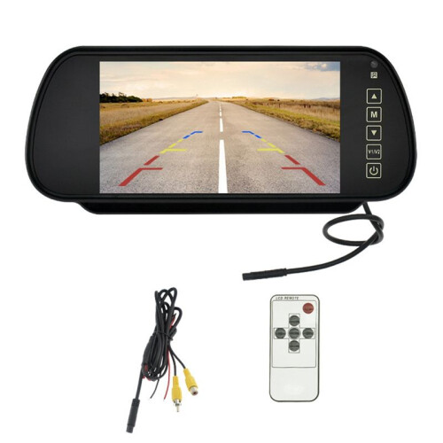 Monitor de Espelho LCD para Carro de 7 Polegadas Tela de Estacionamento Assistente de Exibição Automática para Câmera de Ré com Visão Traseira