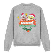 (XXL, Sport Heather) SpongeBob SquarePants Unisex Adult Good Tide-ings Patrick Star Santa Claus Christmas Sweatshirt