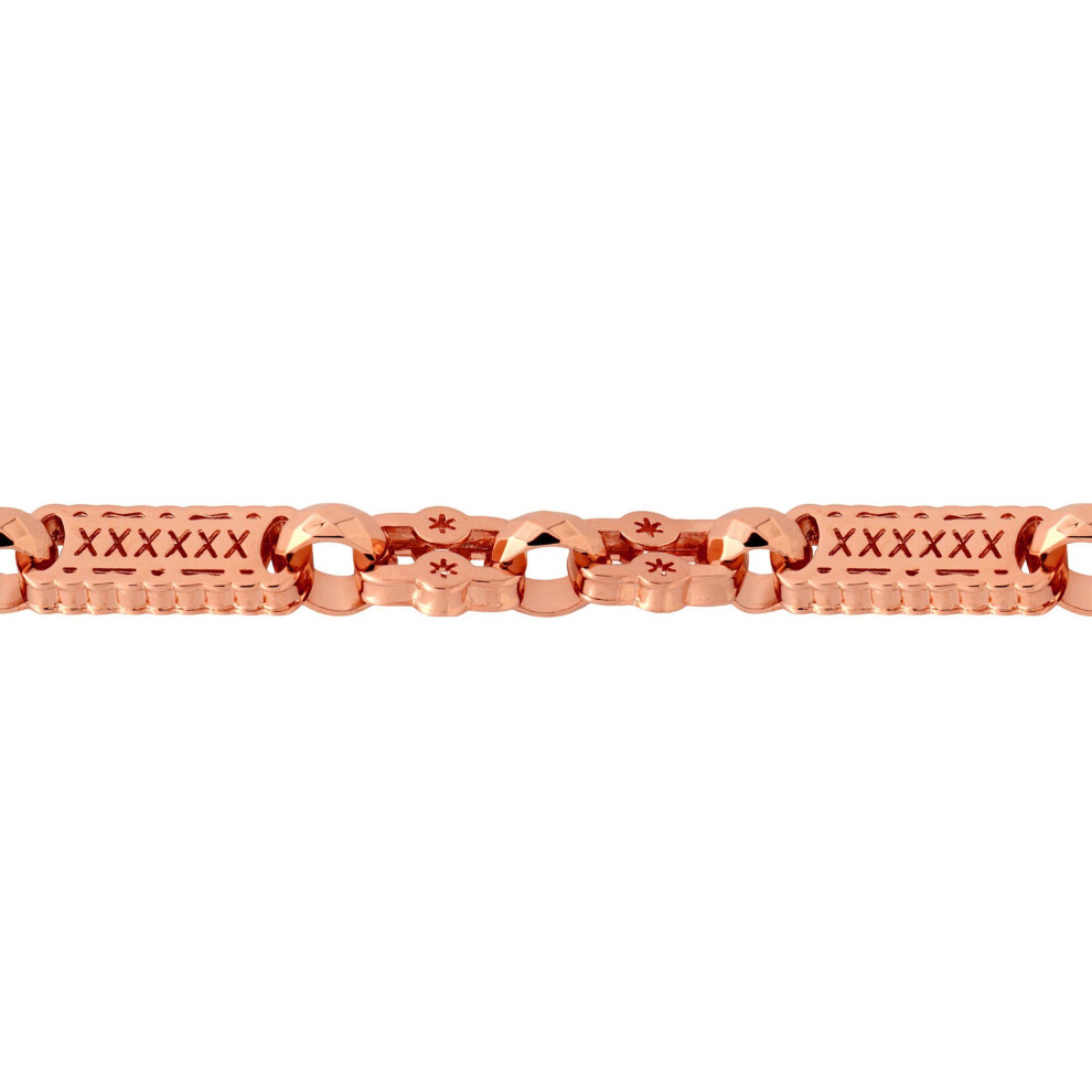Jewelco London Rose Coloured Flash-Plated Solid Brass Stars & Bars 10Mm Chain Necklace - Bbb361 Gold