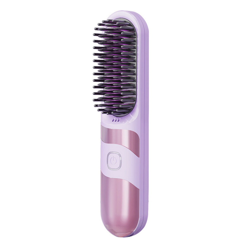 Purple Fast Heating Straightening Brush Heats In Seconds Usb Rechargeable Hair Styler