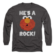 (XXL, Charcoal) Sesame Street Unisex Adult He's A Rock Long-Sleeved T-Shirt