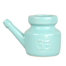 350Ml CéRamique Neti Pot Nez Pot de Nettoyage Durable Pot à Bec Anti-Fuite pour RinçAge Nasal Nez Lavage Hommes Femmes,Cyan