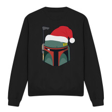 (S, Black) Star Wars Unisex Adult Boba Fett Santa Hat Christmas Sweatshirt