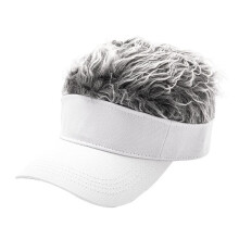 Unisexe Mode Perruque Casquettes Concis Pare-Soleil Rue Hip Hop Casquette de Baseball Soleil Snapback Chapeaux Faux Cheveux Casquette Blanc + Gris