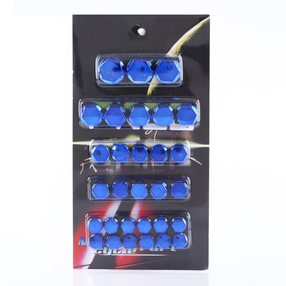 Electropated Nut Caps 30Pcs Motorcycle Blue 7293282015142