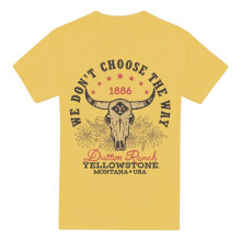 (M, Banana Yellow) Yellowstone Mens Large Skull T-Shirt