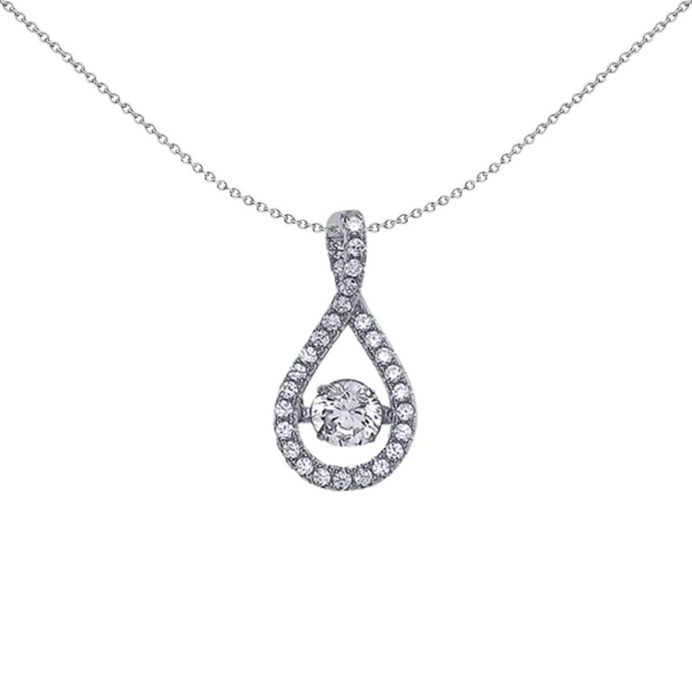 Jewelco London Ladies Sterling Silver Cubic Zirconia Solitaire Pendant Necklace - Gvp373