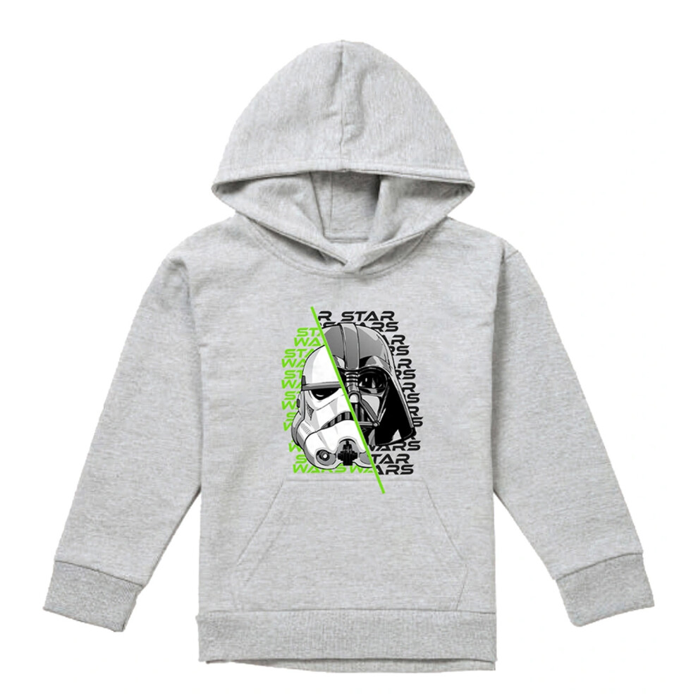 Star Wars (12-13 Years, Athletic Heather) Childrens/Kids Darth Vader & Stormtrooper Helmet Hoodie